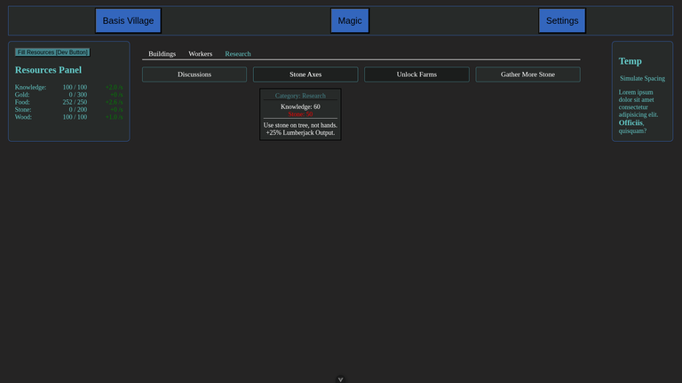 Screenshot of work in progress site Basis