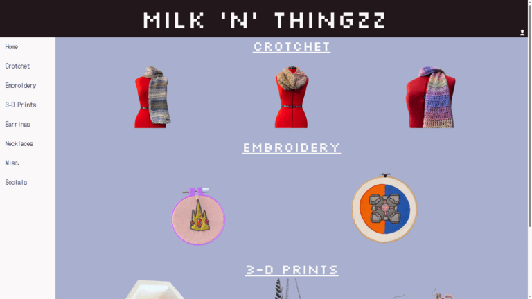 Screenshot of website Milknthingzz